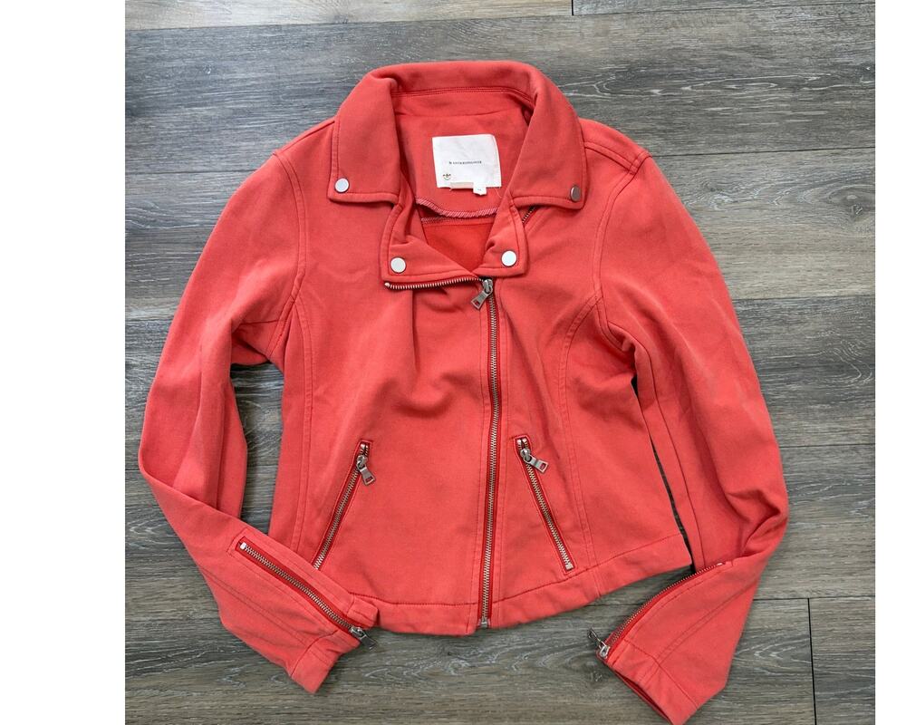Anthropologie Coral Moto Jacket Knit Zip Up Asymmetrical Womens XS